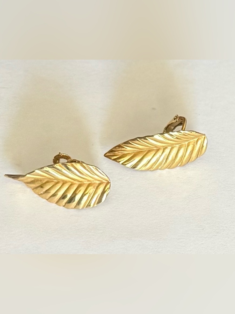 Vintage stamped Napier Gold tone Leaf Clip-On Earrings